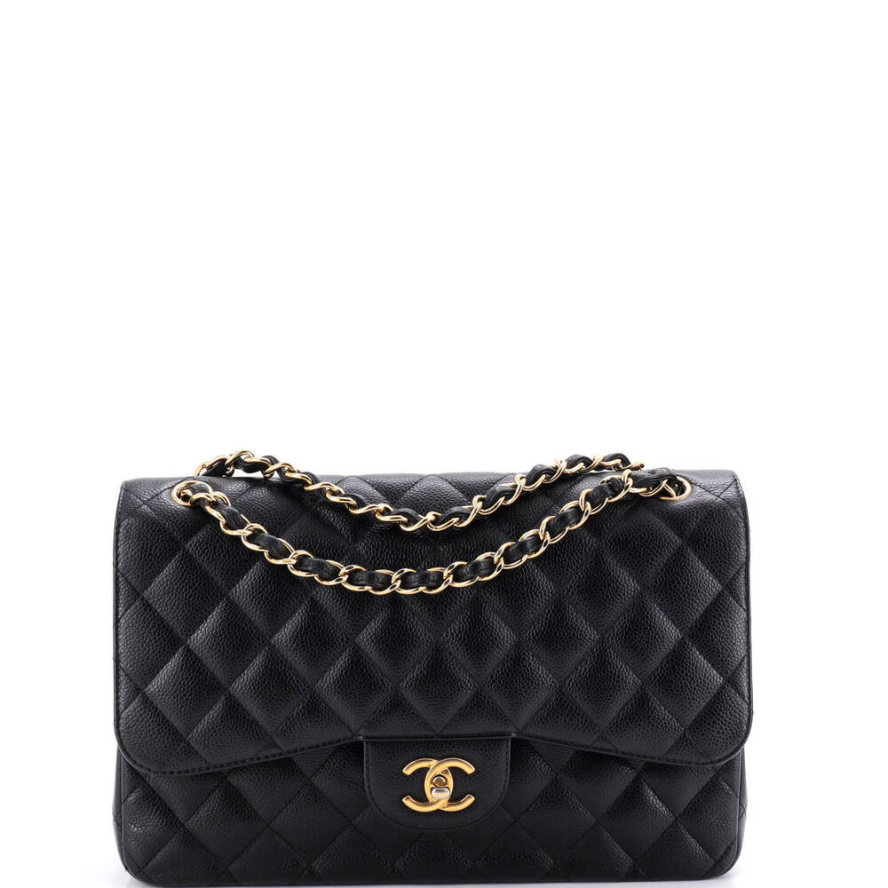 Chanel Jumbo Classic Double Flap Bag Quilted Caviar